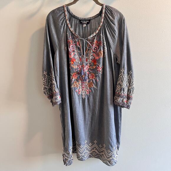 Johnny Was Workshop Ellington Chambray with Embroidery Peasant Dress Size S - Picture 3 of 14